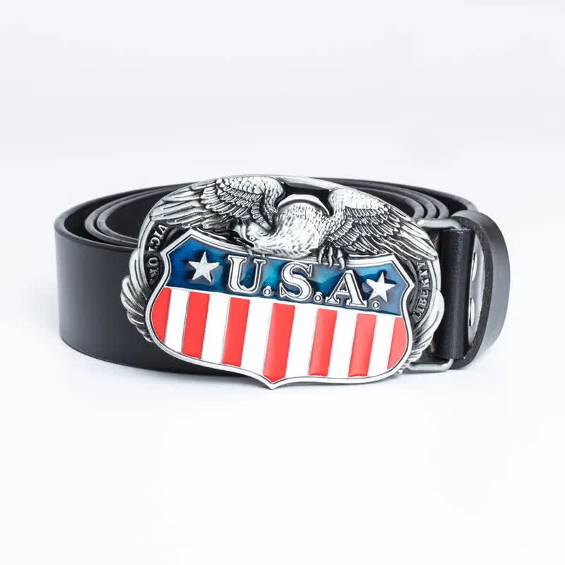 Cinturón de cuero con águila voladora y bandera de EE.UU. UU. con personalidad para hombres