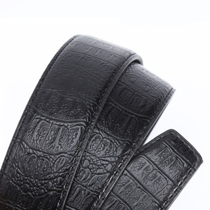 Cinturón de cuero con estampado de piel de cocodrilo de lujo para hombre