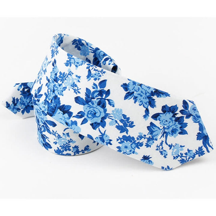Corbata de algodón con estampado floral para hombre