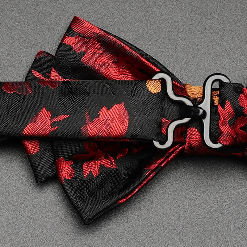Pajarita con estampado floral en rojo y negro para hombre