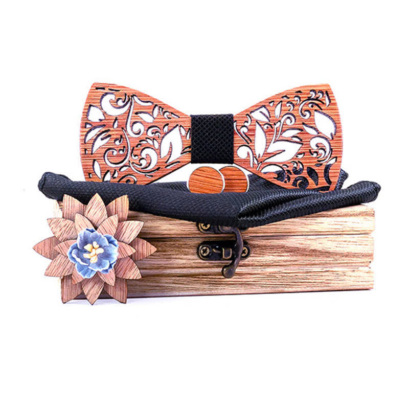 Juego de 4 pajaritas de madera huecas para hombre con forma de planta
