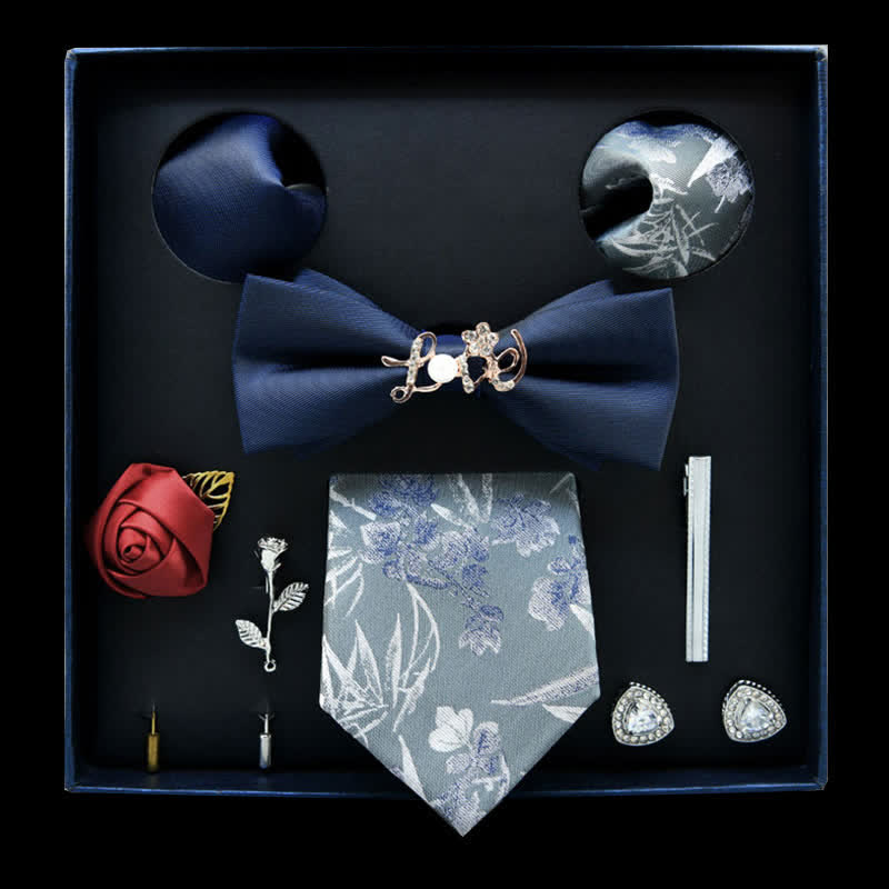 Caja de regalo con 8 pijamas informales con diseño floral azul y gris