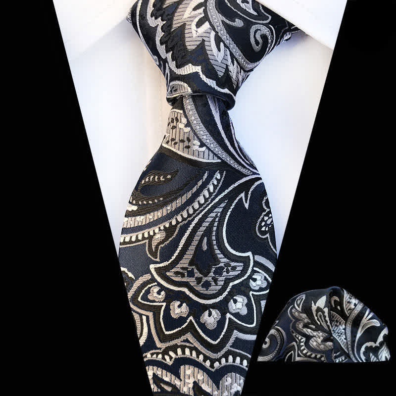 Conjunto de 2 corbatas de cachemira en blanco y negro para hombre