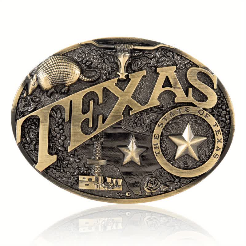 Cinturón de cuero con hebilla estilo Texas State Heritage para hombre, hecho a mano