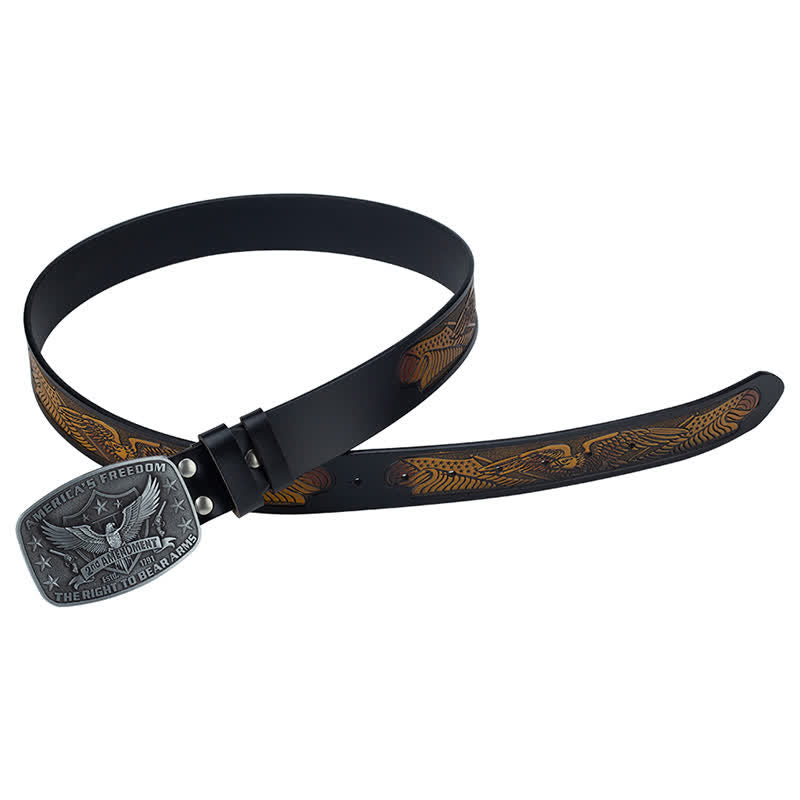 Cinturón de cuero retro con águila americana y libertad para hombre
