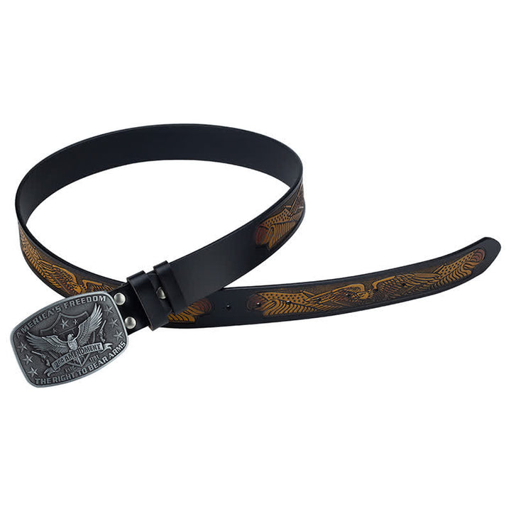 Cinturón de cuero retro con águila americana y libertad para hombre