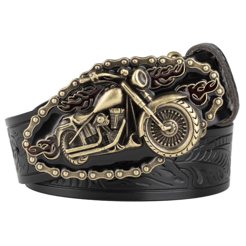 Cinturón de cuero estilo punk rock para motociclista para hombre
