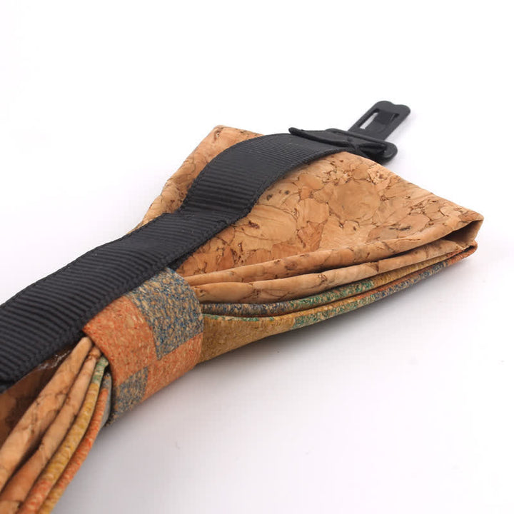 Pajarita multicolor con estampado geométrico de vetas de madera para hombre