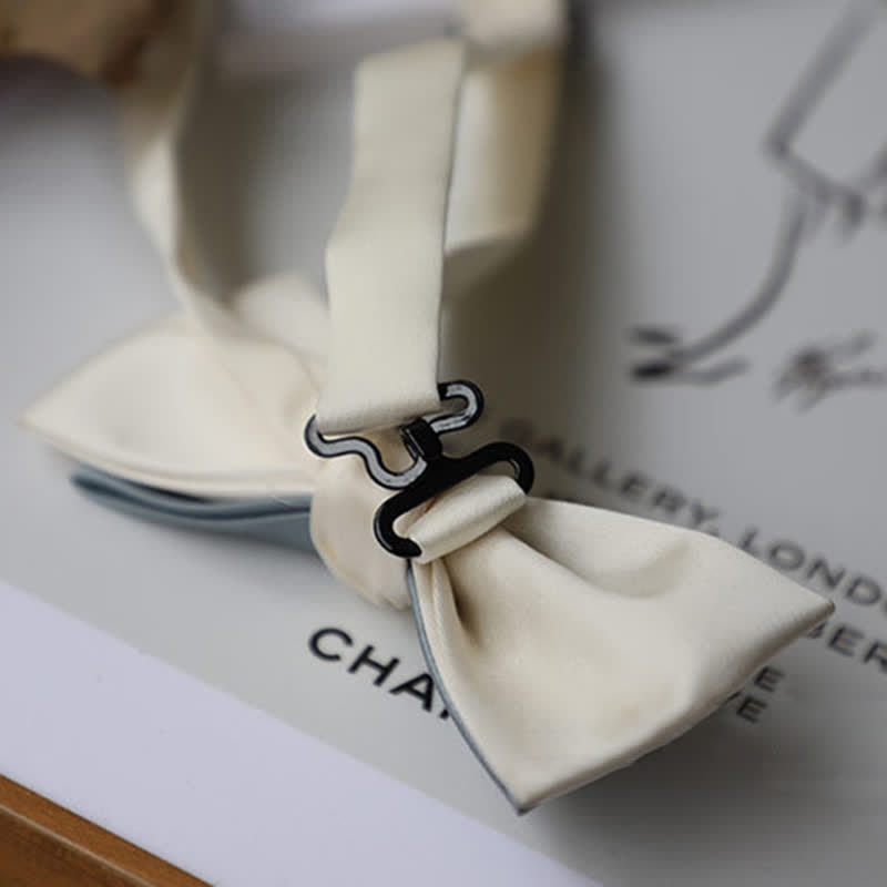 Pajarita de doble capa en color macarrón y blanco para hombre