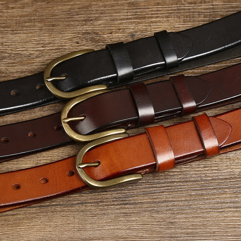 Cinturón casual de cuero liso y brillante para hombre