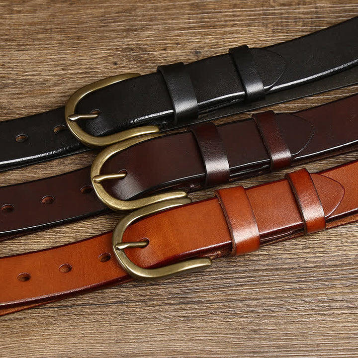 Cinturón casual de cuero liso y brillante para hombre