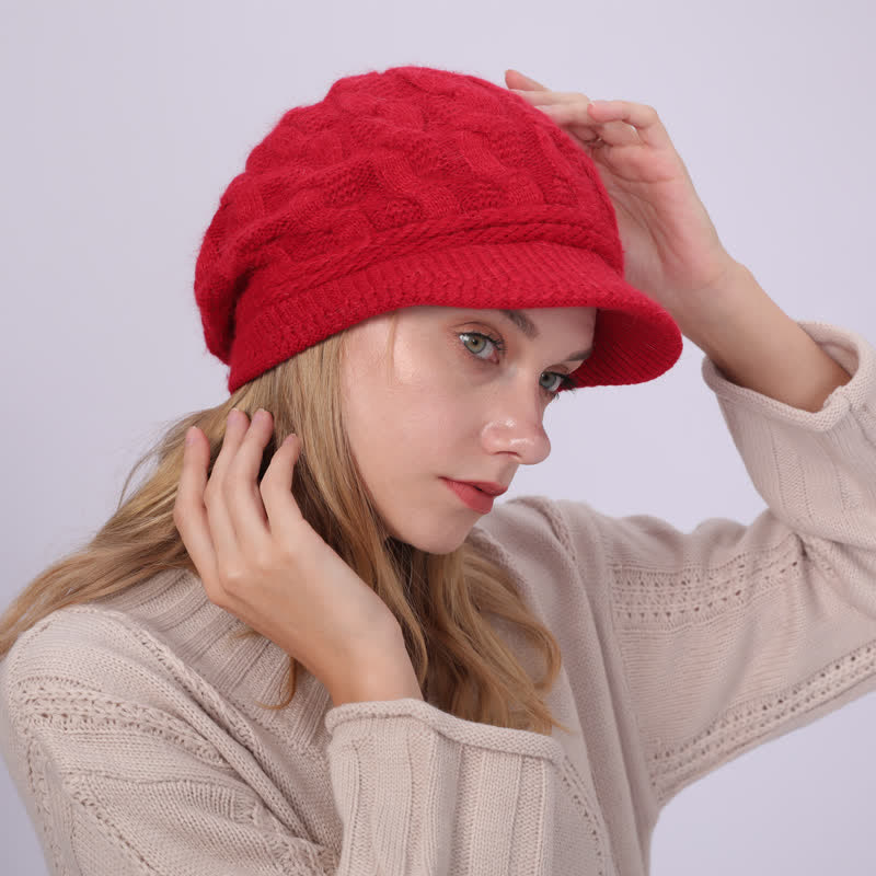 Gorro holgado con visera y forro mullido para mujer