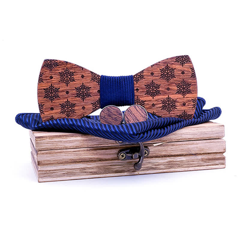 Juego de 3 pajaritas navideñas de madera con diseño de copos de nieve para hombre