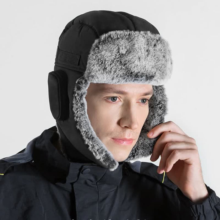 Conjunto de gorro de aviador unisex para exteriores con piel sintética