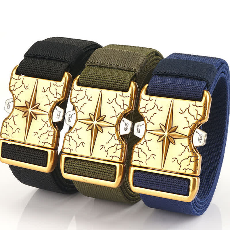 Cinturón elástico de lona táctico de liberación rápida para hombre