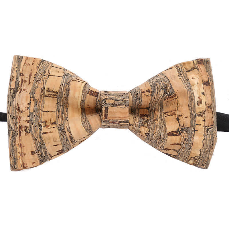 Pajarita de madera con líneas gráficas de corcho para hombre