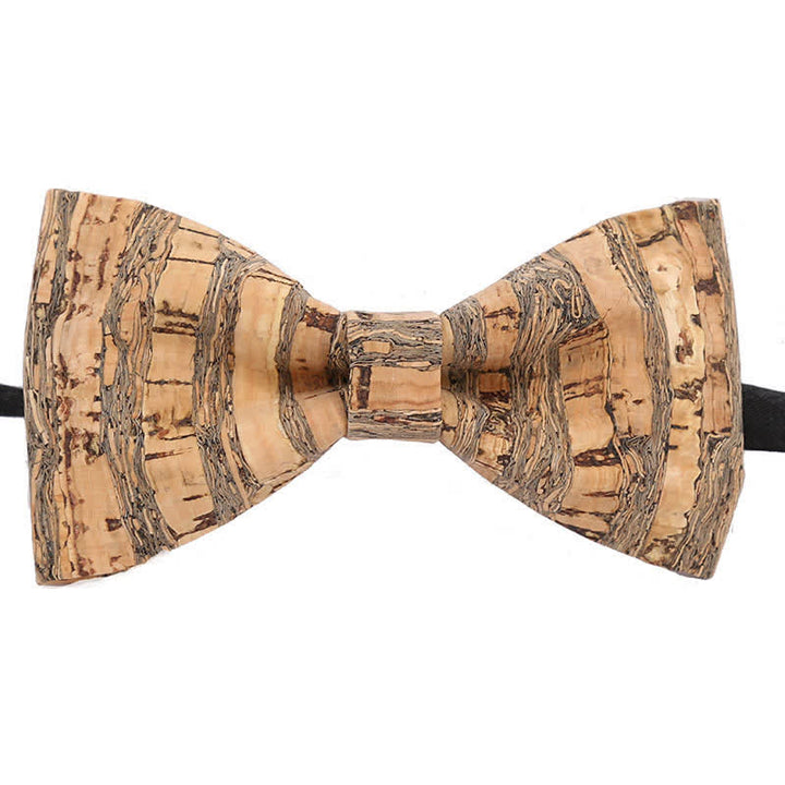 Pajarita de madera con líneas gráficas de corcho para hombre