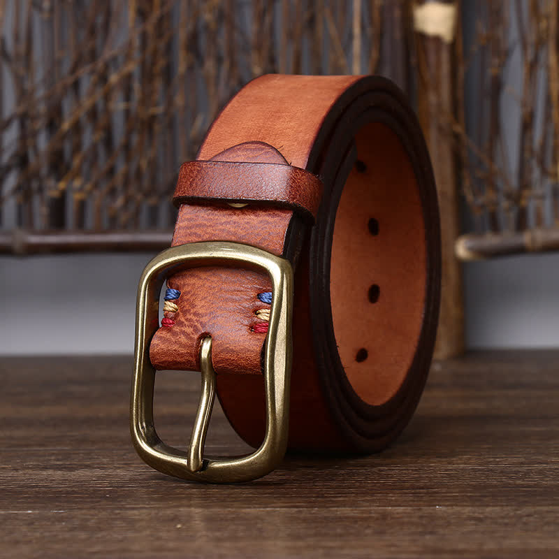 Cinturón de piel de vaca pura gruesa vintage para hombre