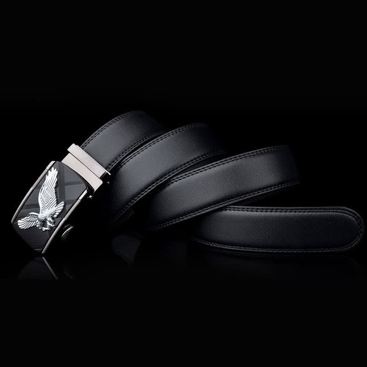 Cinturón de cuero con hebilla automática con diseño de águila animal para hombre