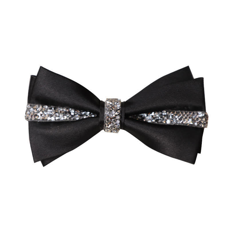 Conjunto de pajarita de satén con brillantes diamantes de imitación para hombre
