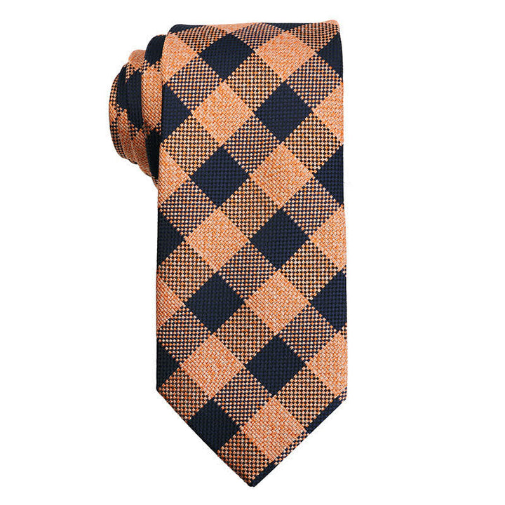 Corbata con estampado floral de cachemira de la serie naranja y dorada para hombre