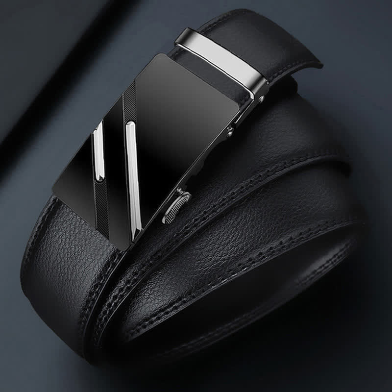 Cinturón de cuero con hebilla automática y relieve de lujo para hombre