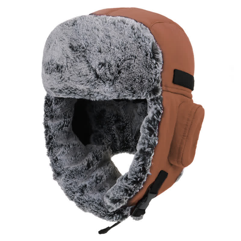 Conjunto de gorro de aviador unisex para exteriores con piel sintética