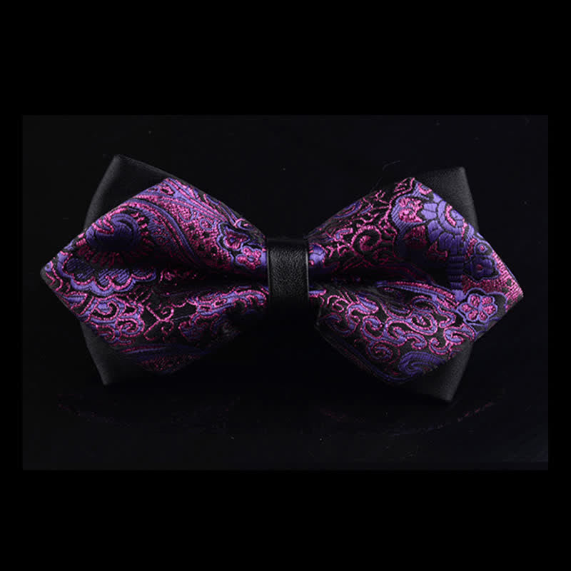 Pajarita puntiaguda con estampado de cachemira morado real para hombre