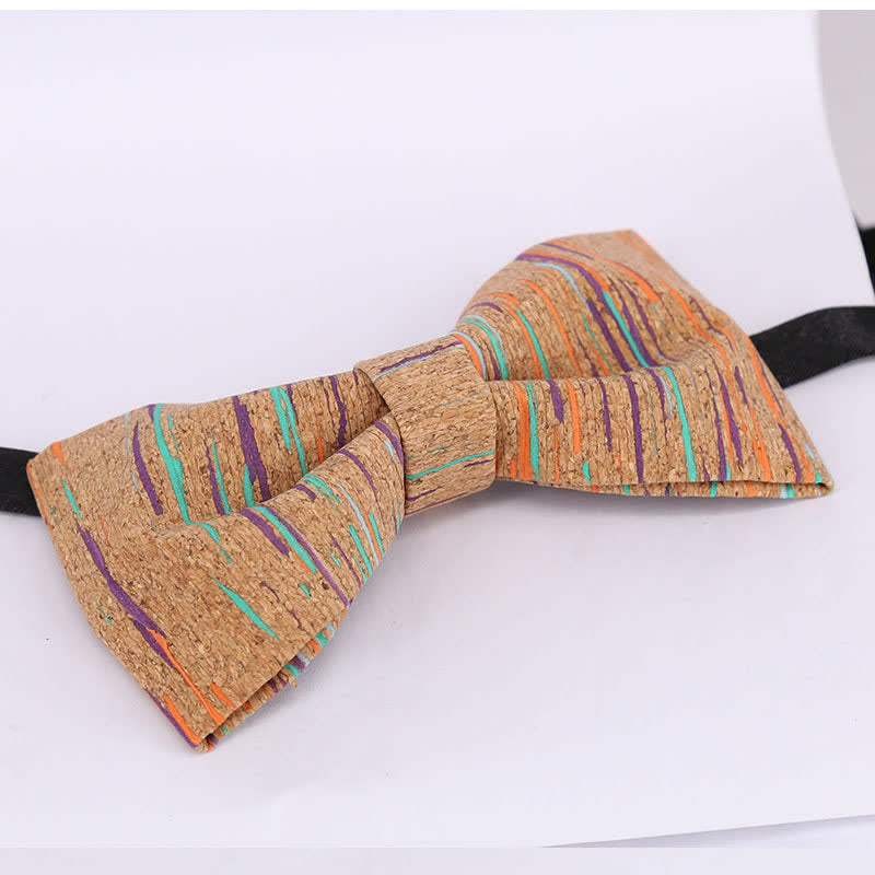 Pajarita de madera con líneas gráficas de corcho para hombre