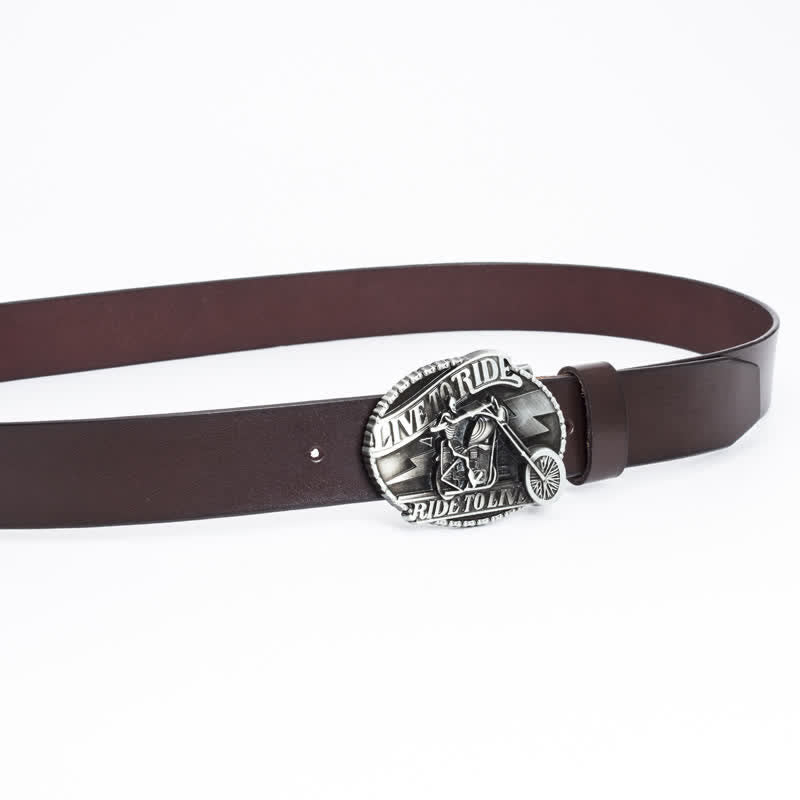 Cinturón de cuero con calavera de motociclista esquelético para hombre