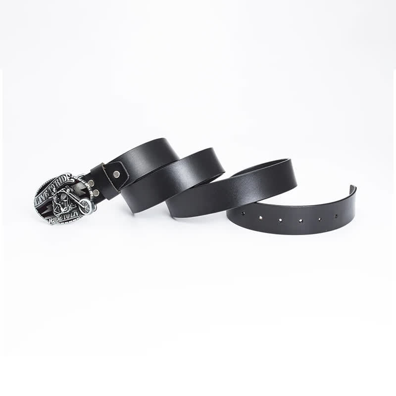 Cinturón de cuero con calavera de motociclista esquelético para hombre