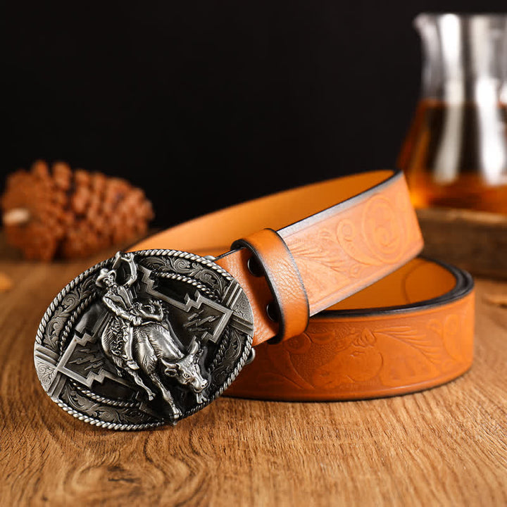 Cinturón de cuero con diseño de toro dominante para hombre