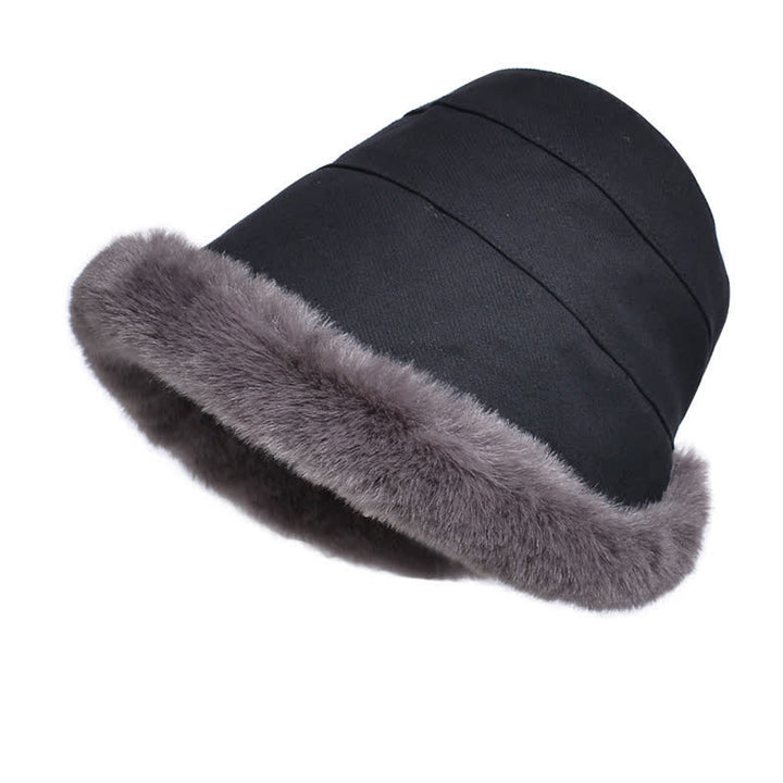 Sombrero de pescador con ala de felpa cálida y gruesa para mujer