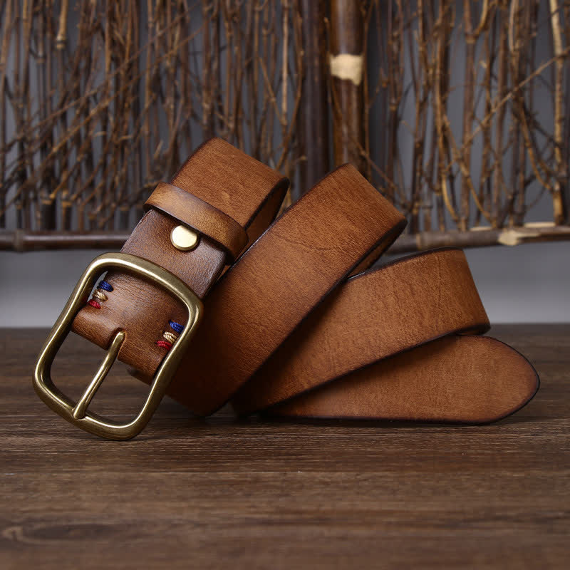 Cinturón de piel de vaca pura gruesa vintage para hombre