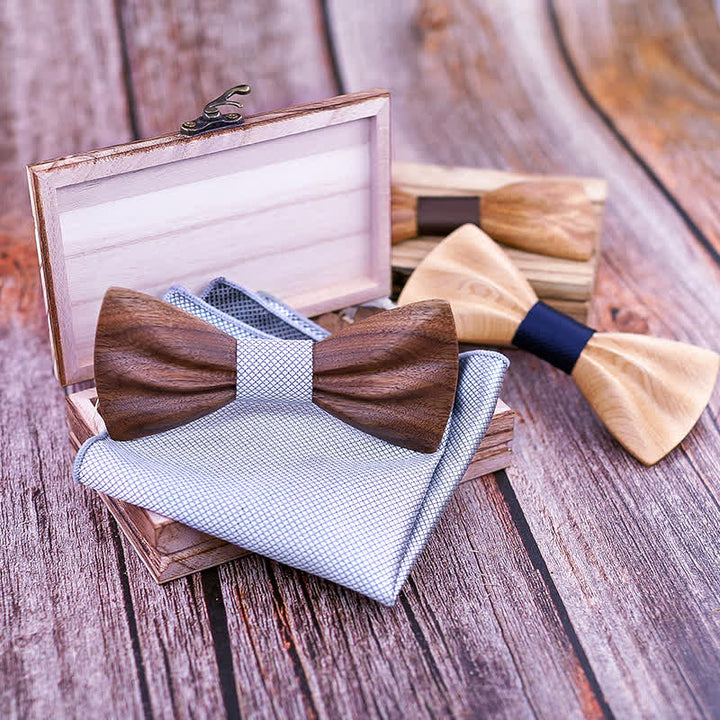 Juego de 3 pajaritas de madera con pliegues tallados a mano para hombre