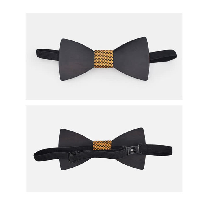 Juego de 2 gemelos de pajarita de madera negros para hombre