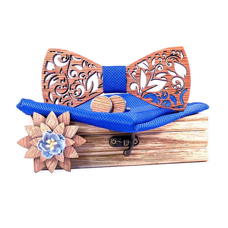 Juego de 4 pajaritas de madera huecas para hombre con forma de planta
