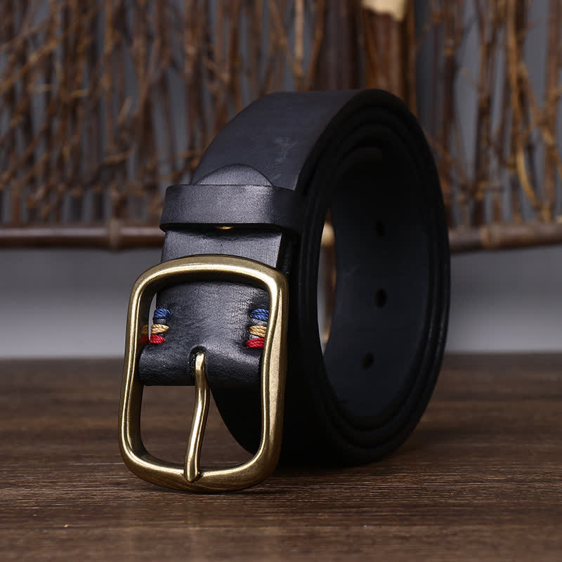 Cinturón de piel de vaca pura gruesa vintage para hombre