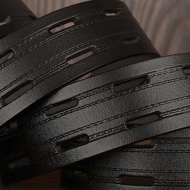 Cinturón de cuero para pantalón informal de doble punta para hombre