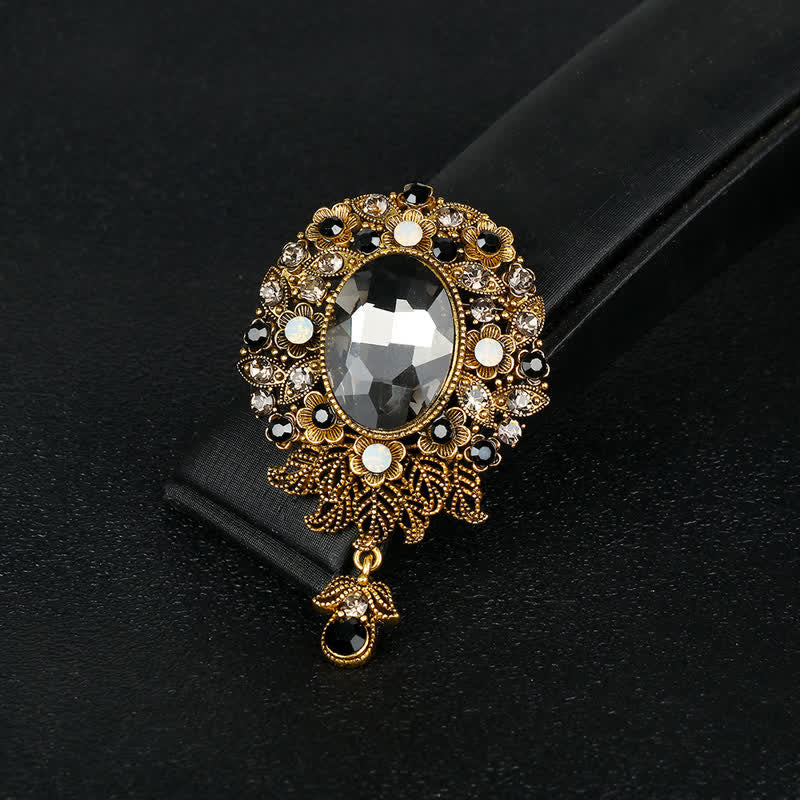 Broche de gota de agua de cristal redondo de Boheimia para mujer