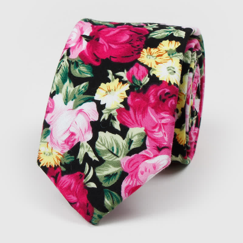 Corbata de algodón con estampado floral para hombre