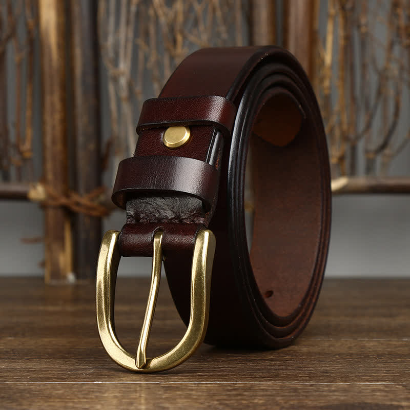 Cinturón casual de cuero liso y brillante para hombre