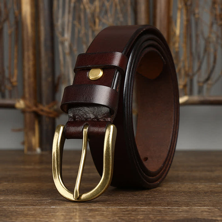 Cinturón casual de cuero liso y brillante para hombre
