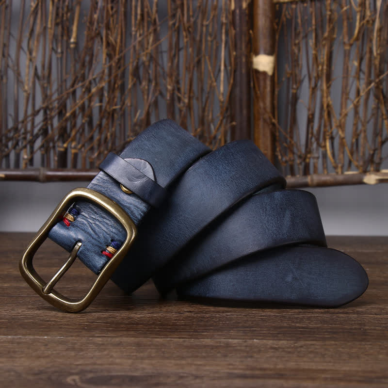 Cinturón de piel de vaca pura gruesa vintage para hombre