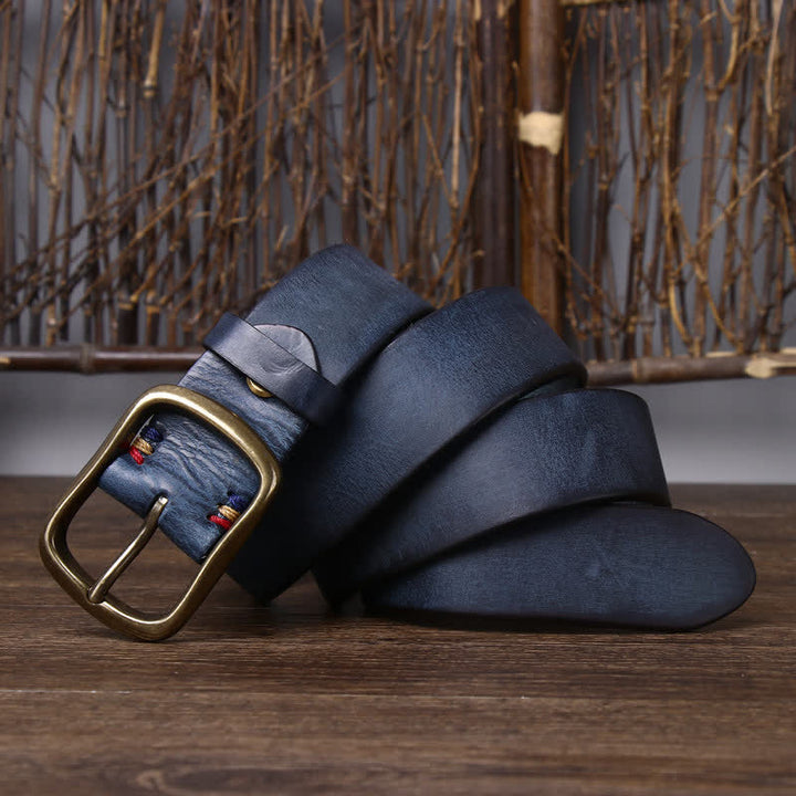 Cinturón de piel de vaca pura gruesa vintage para hombre