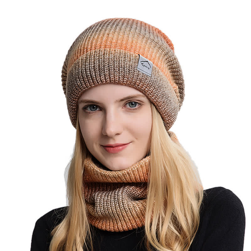 Conjunto de 2 bufandas elásticas con lazo para sombrero y color degradado