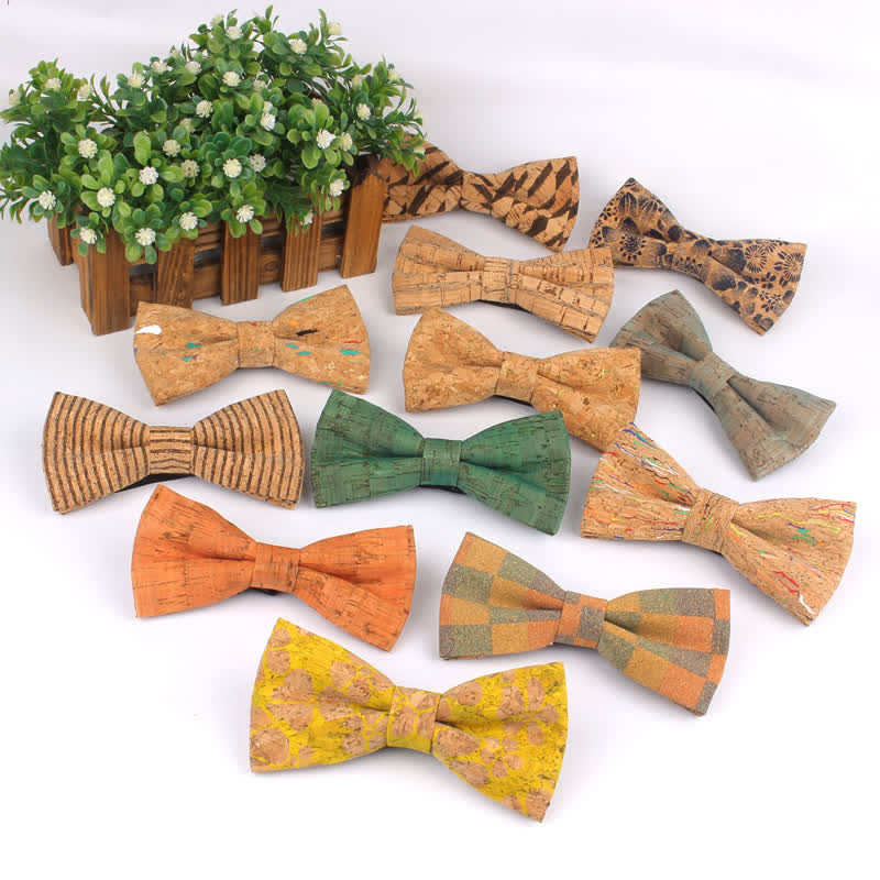 Pajarita multicolor con estampado geométrico de vetas de madera para hombre