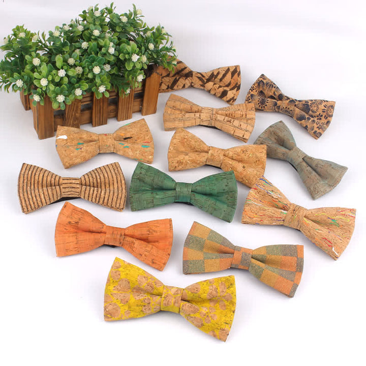 Pajarita multicolor con estampado geométrico de vetas de madera para hombre