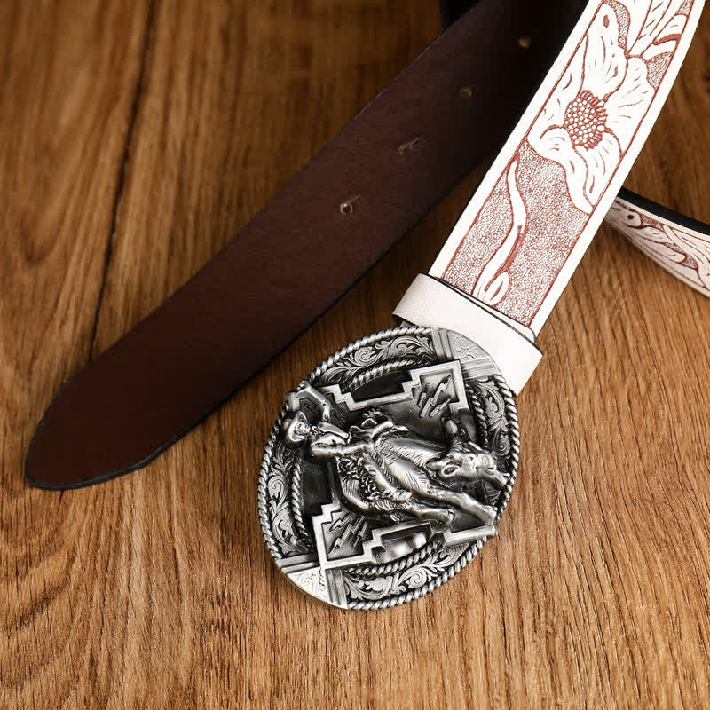 Cinturón de cuero con diseño de toro dominante para hombre
