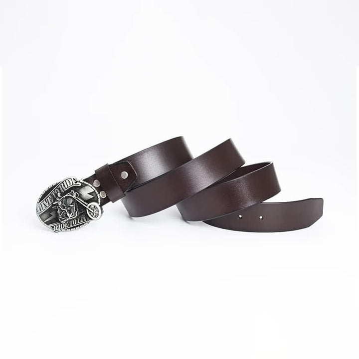 Cinturón de cuero con calavera de motociclista esquelético para hombre